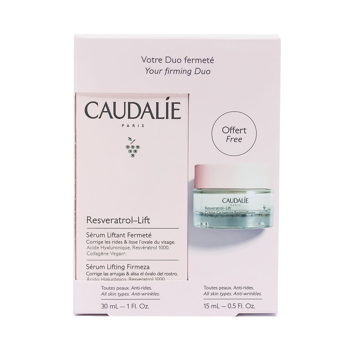 Caudalie - კოდალი სასაჩუქრე ნაკრები RESVERATROL შრატი და დღის კრემი 28183